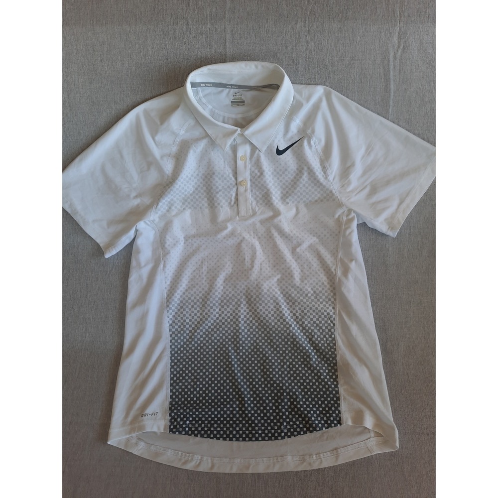 Nike Men XL Dri-Fit Tennis Performance Logo Print Geometric Pullover Polo Shirt